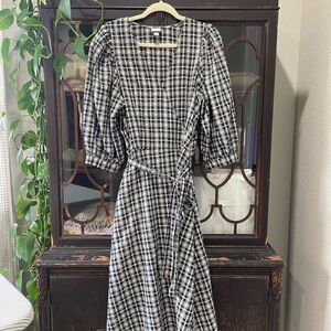 a new day Black and White Checkered Midi Dress